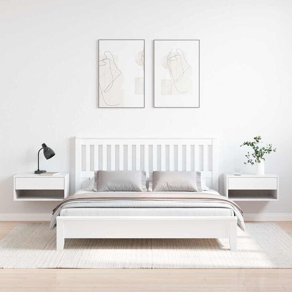 vidaXL Comodino 2 pcs Bianco 50 x 32,5 x 24 cm Legno di pino massello