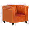 vidaXL Poltrona Chesterfield Tanno in Vera Pelle
