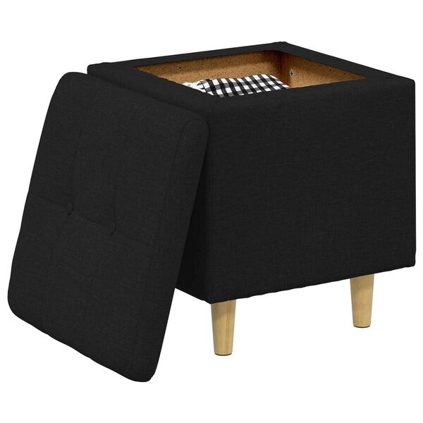 vidaXL Pouf contenitore con cuscino Nero 40 x 40 x 45 cm Tessuto