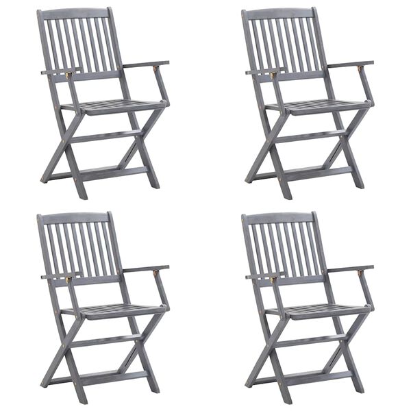 vidaXL Sedie da Giardino Pieghevoli 4pz con Cuscini in Massello Acacia
