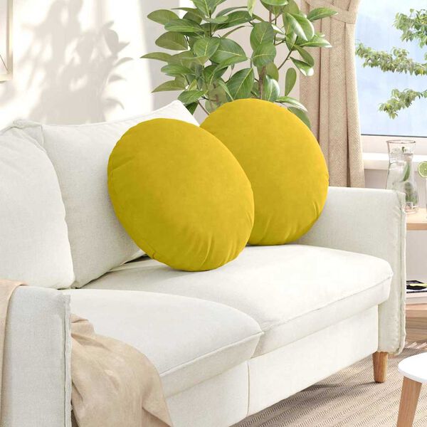vidaXL Cuscini per Seduta 2 pcs Giallo &Oslash; 40 x 13 cm Velluto
