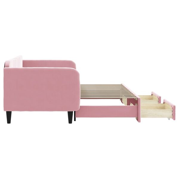 vidaXL Divano Letto Estraibile con Cassetti Rosa 90x200 cm Velluto
