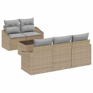 vidaXL Set di divani 6 pcs Beige e Grigio Chiaro polyrattan
