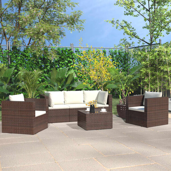 vidaXL Set Divani da Giardino 4 pz con Cuscini in Polyrattan Marrone