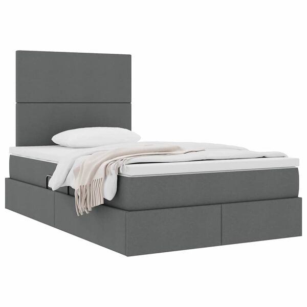 vidaXL Letto con contenitore e materasso Grigio scuro 120 x 190 cm