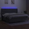 vidaXL Letto a Molle Materasso e LED Grigio Scuro 200x200cm in Tessuto