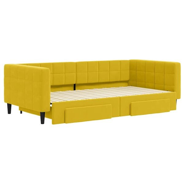 vidaXL Divano Letto Estraibile con Cassetti Giallo 100x200cm Velluto