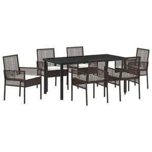 vidaXL Set da Pranzo per Giardino 7 pcs Marrone polyrattan