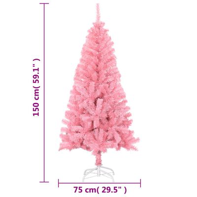 vidaXL Albero di Natale Artificiale Sottile con Base Rosa 150 cm PVC