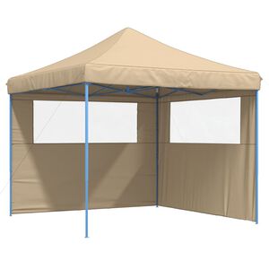 vidaXL Tendone per Feste Pieghevole Pop-Up con 2 Pareti Beige