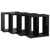 vidaXL Mensole Parete a Cubo 4 pz Nero Lucido 30x15x30 cm