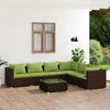 vidaXL Set Divani da Giardino 7 pz con Cuscini in Polyrattan Marrone
