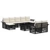 vidaXL Set Divano da Giardino 10 pz Nero e Bianco Crema polyrattan