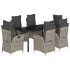 vidaXL Set da Pranzo da Giardino 7 pz Cuscini Polyrattan Grigio Chiaro