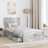 vidaXL Letto con Contenitore con testiera Grigio cemento 90 x 200 cm