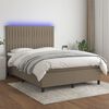 vidaXL Letto a Molle con Materasso e LED Tortora 140x190 cm in Tessuto
