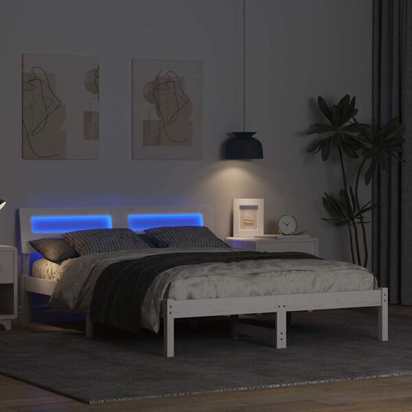 vidaXL Struttura del letto Bianco 135 x 190 cm Pino massello