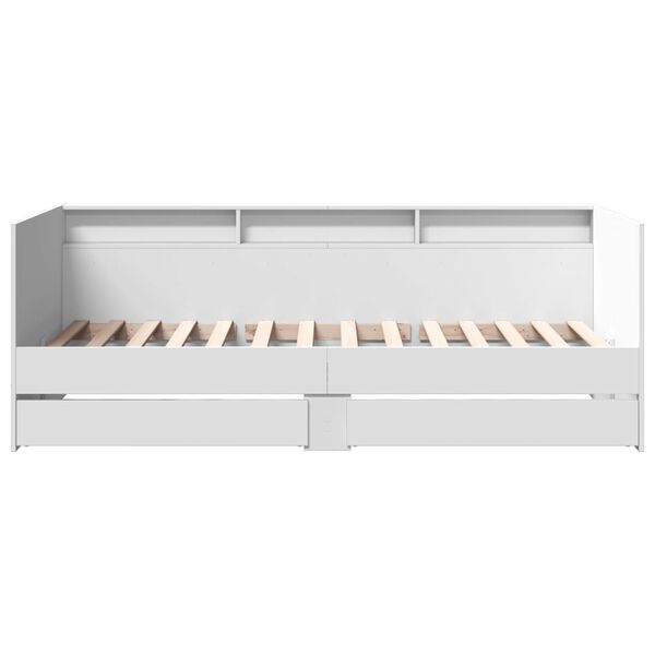 vidaXL Divano Letto con Cassetti senza Materasso Bianco 75x190 cm