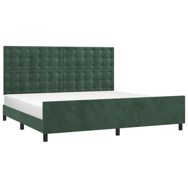 vidaXL Giroletto senza Materasso Verde Scuro 200x200 cm in Velluto