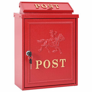 vidaXL Cassetta Postale da Muro con porta Rosso 29 x 13 x 41 cm