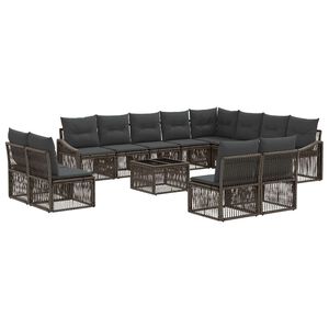 vidaXL Set Divano da Giardino 13 pcs Grigio polyrattan