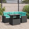 vidaXL Set Divani da Giardino 5 pz con Cuscini Nero Polyrattan Acacia