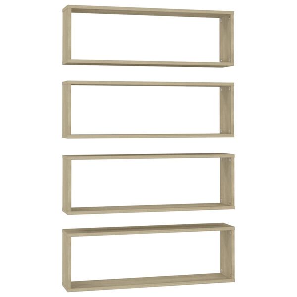 vidaXL Mensole Parete Cubo 4pz Rovere Sonoma 80x15x26,5cm Multistrato