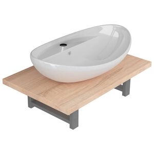 vidaXL Set Mobili da Bagno 2 pz Ceramica Rovere