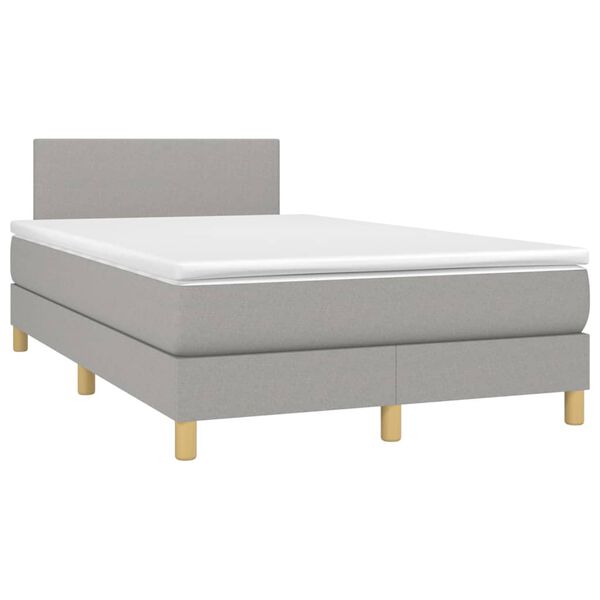 vidaXL Letto a Molle Materasso e LED Grigio Chiaro 120x190 cm Tessuto