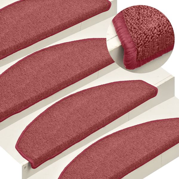 vidaXL Tappetini per scale 15 pz 65x24x4 cm Bordeaux Semicircolari Grandi