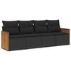 vidaXL Set Divani da Giardino 4 pz con Cuscini Nero in Polyrattan