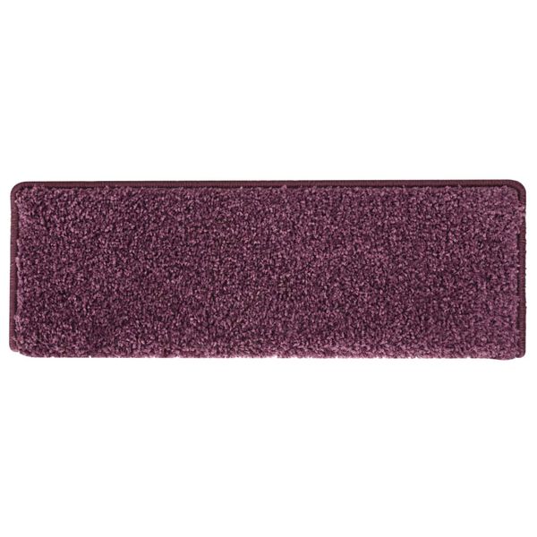 vidaXL Tappetini per scale 15 pz 65x21x4 cm Viola scuro con bordo rettangolare