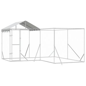 vidaXL Cuccia Cani da Esterno Tetto Argento 4x4x2,5 m Acciaio Zincato