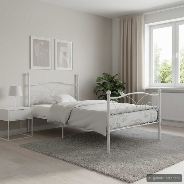 vidaXL Giroletto Base con Doghe Bianco in Metallo 90x200 cm