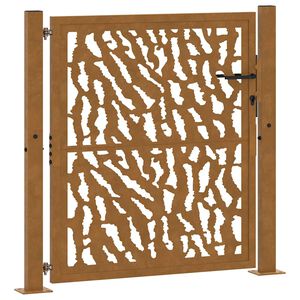 vidaXL Cancello da giardino 100x100 cm in acciaio corten con design a traccia