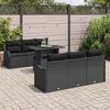 vidaXL Set Divano da Giardino con cuscino 7 pcs Nero Poly Rattan