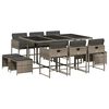 vidaXL Set da Pranzo da Giardino 11pz con Cuscini in Polyrattan Grigio