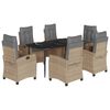 vidaXL Set Pranzo da Giardino 7 pz con Cuscini Beige Misto Polyrattan