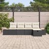 vidaXL Set Divano da Giardino con cuscino 5 pcs Nero Poly Rattan