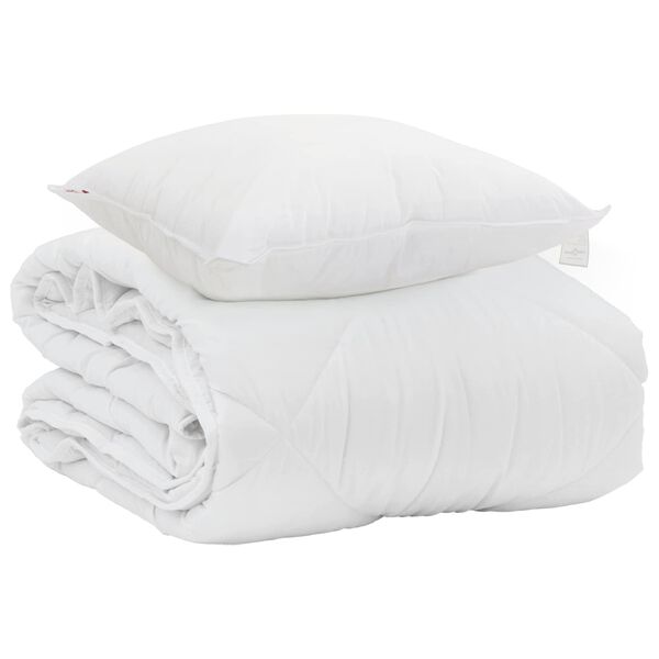 vidaXL Duvet Estivo con cuscino 2 pcs Bianco Microfibra