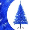 vidaXL Albero di Natale Artificiale a Metà con Supporto Blu 150 cm PVC
