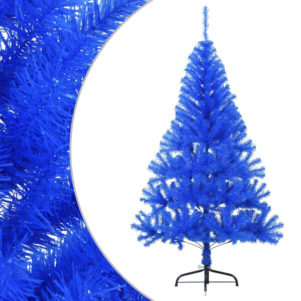 vidaXL Albero di Natale Artificiale a Metà con Supporto Blu 150 cm PVC