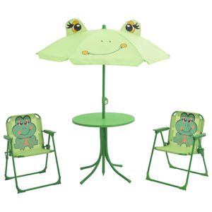 vidaXL Set da Bistrot da Giardino per Bambini con Ombrellone Verde