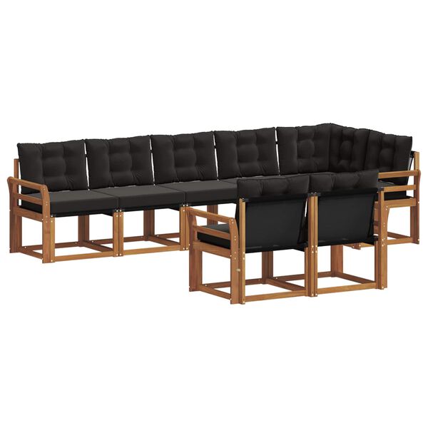vidaXL Set di divani da esterno con cuscino 8 pcs Naturale e Nero