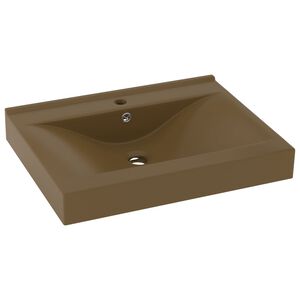 vidaXL Lavandino con Foro Rubinetto Crema Opaco 60x46 cm in Ceramica