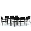 vidaXL Set Mobili da Pranzo da Giardino 9 pz Nero