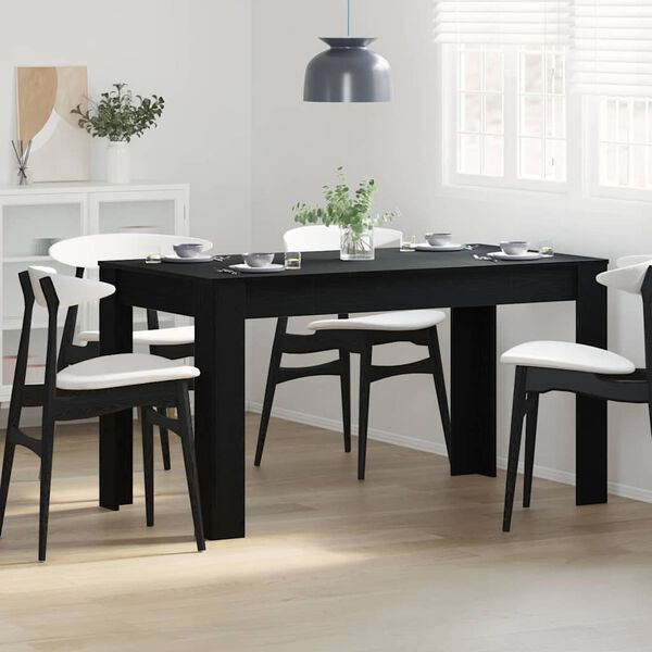 vidaXL Tavolo da pranzo Rovere Nero 140 x 74,5 x 76 cm polyrattan