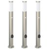 vidaXL Lampioni a paletto con sensore e presa 3 pz 80 cm Acciaio Inox IP44