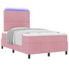 vidaXL Letto a Sorgente LED con materasso Rosa 120 x 190 cm Tessuto