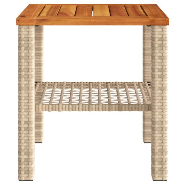 vidaXL Tavolo da Giardino Beige 40x40x42 cm Polyrattan e Legno Acacia